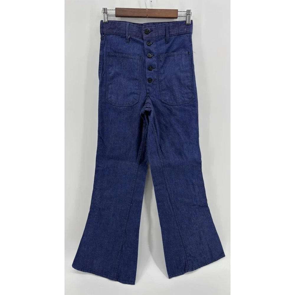 Vintage US Navy Seafarer Pants Bell Bottom Mens Denim Jeans Flare 25x30 Blue